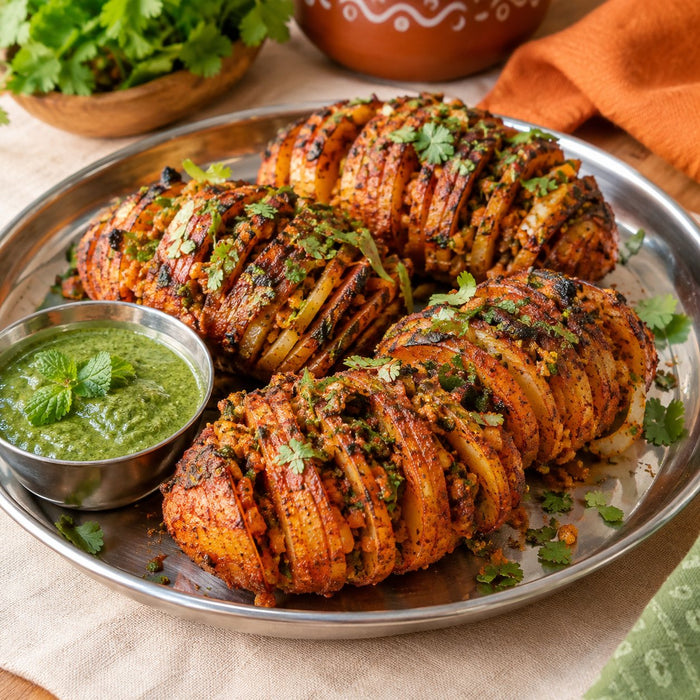 Tandoori aloo hasselback