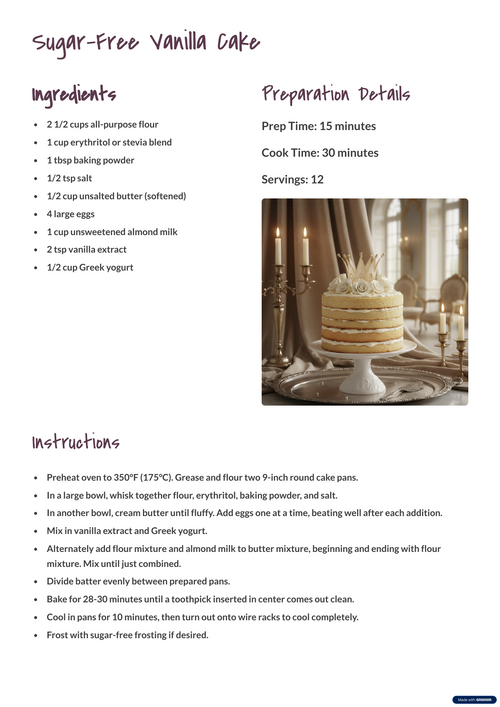 Sugar-Free Vanilla Cake