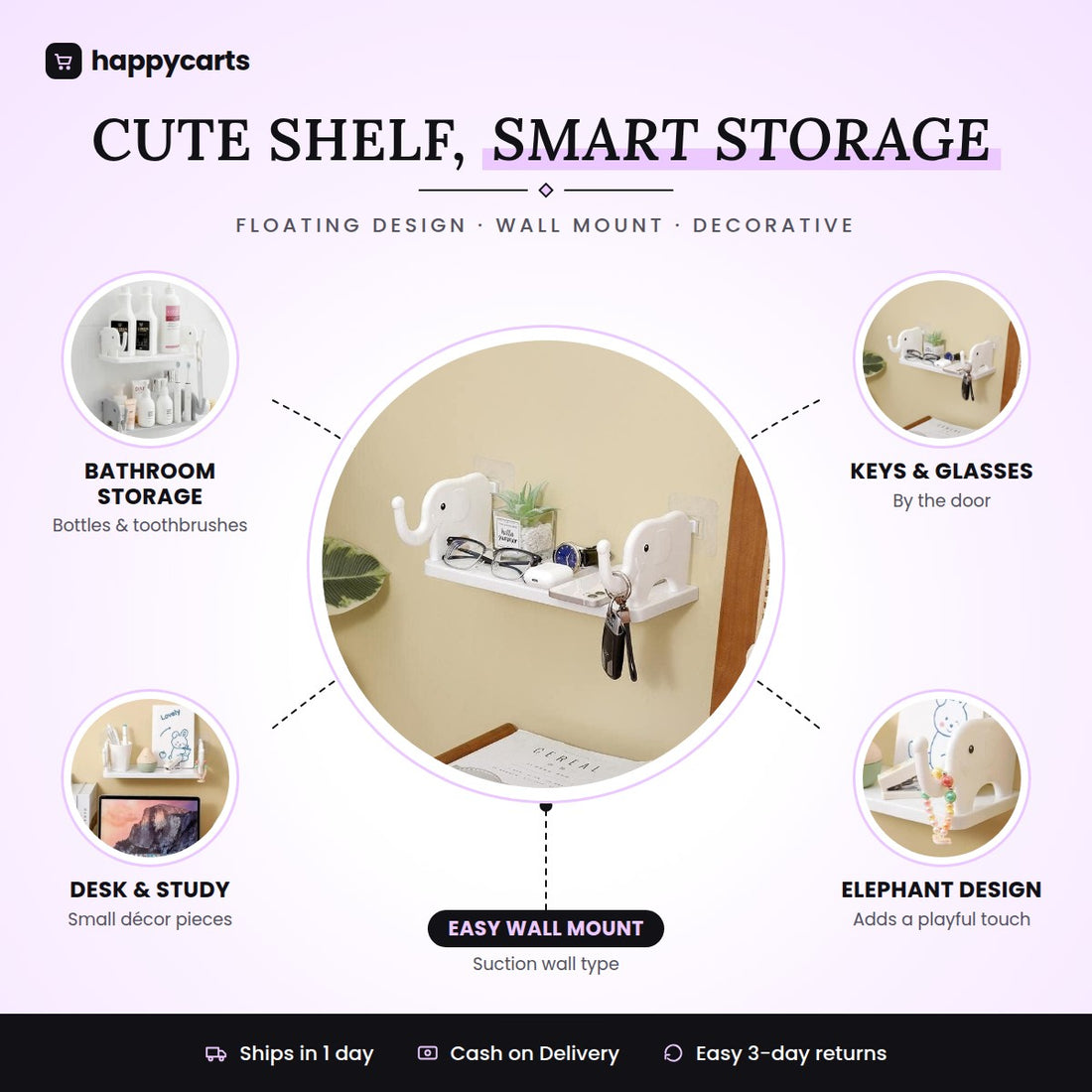 Multifunctional Elephant Shaped Storage Shelf