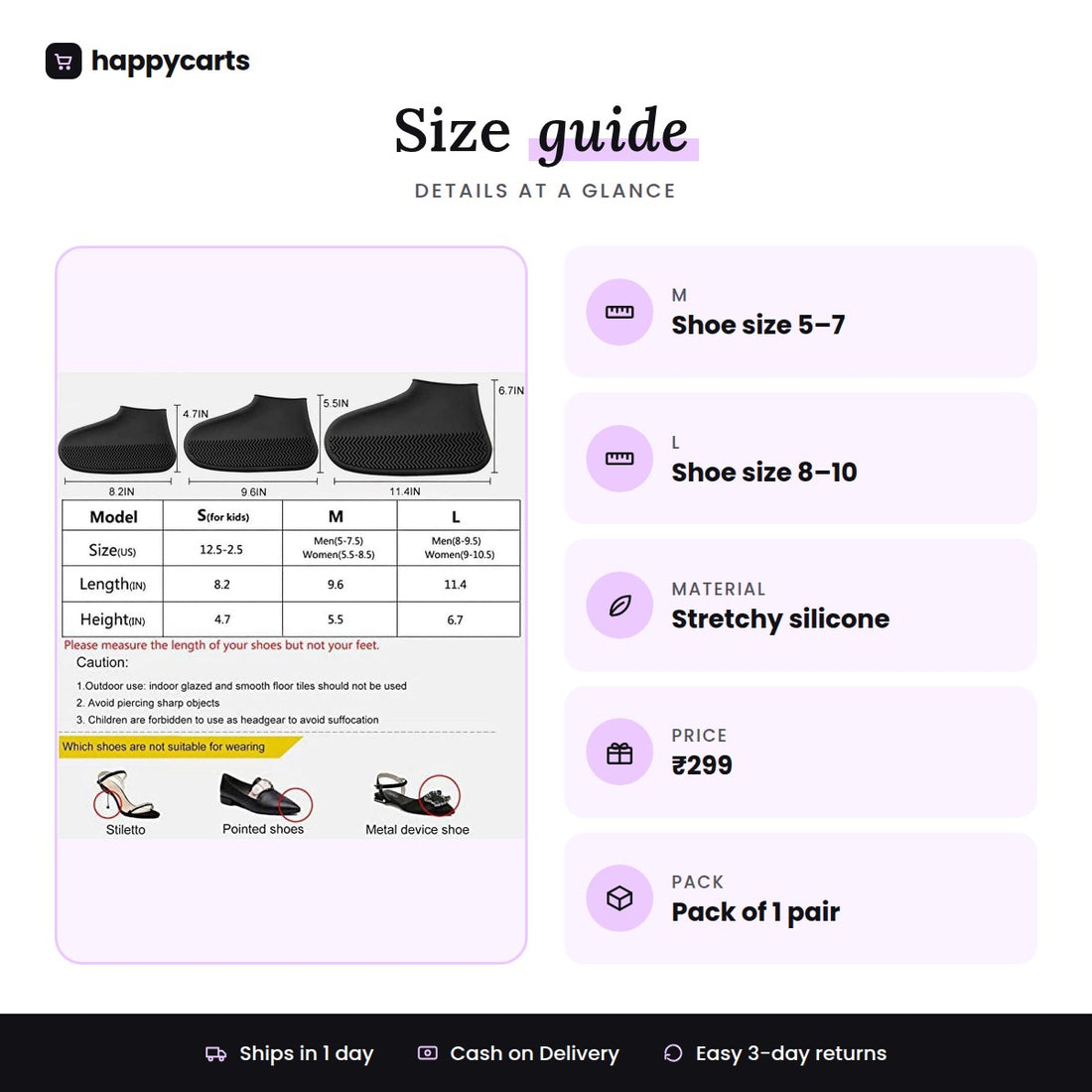 GripGuard- Waterproof Reusable Anti-Skid Shoe Shields (pack of 1)
