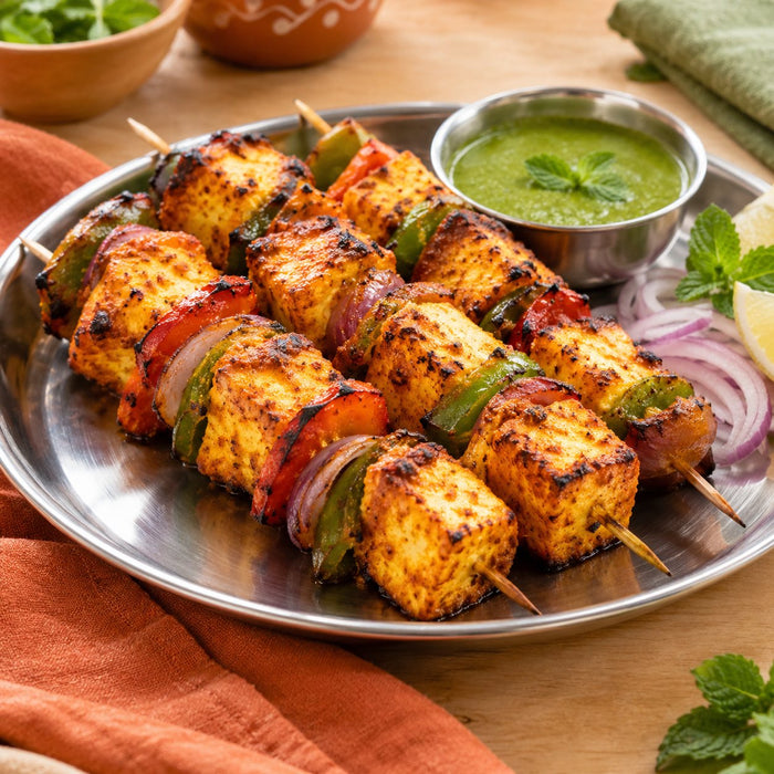 Paneer tikka skewers (party style)