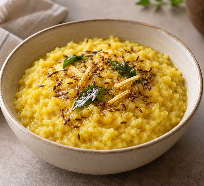 Sunset Moong Khichdi with Ghee Tadka