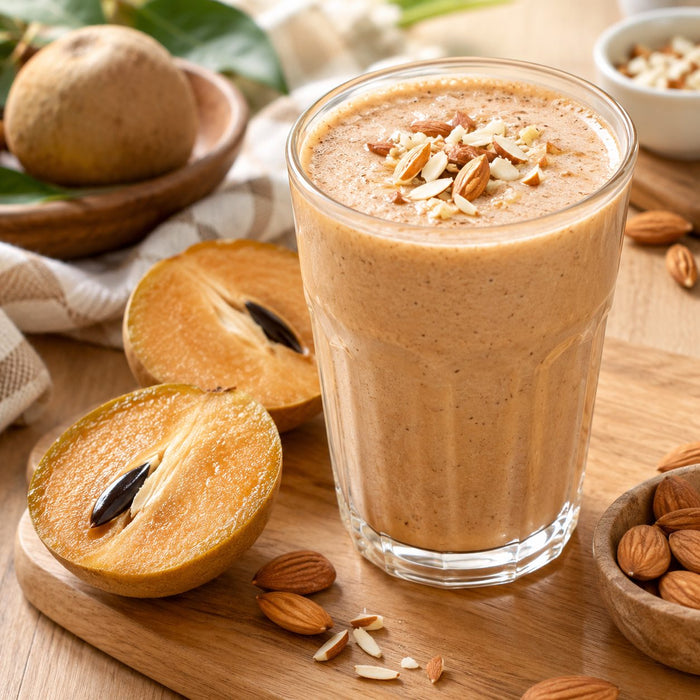 Almond milk chikoo shake