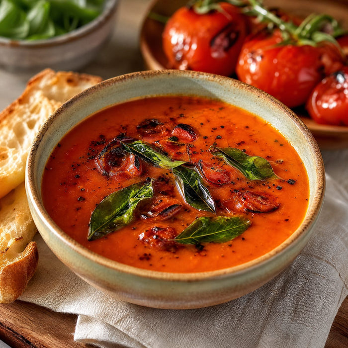 Charred tomato & curry leaf soup