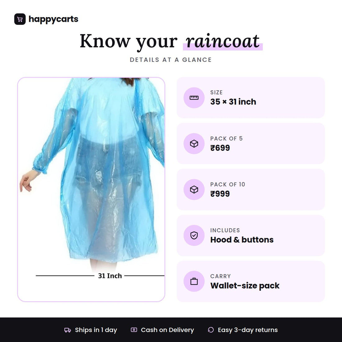 REUSABLE POCKET RAIN COAT