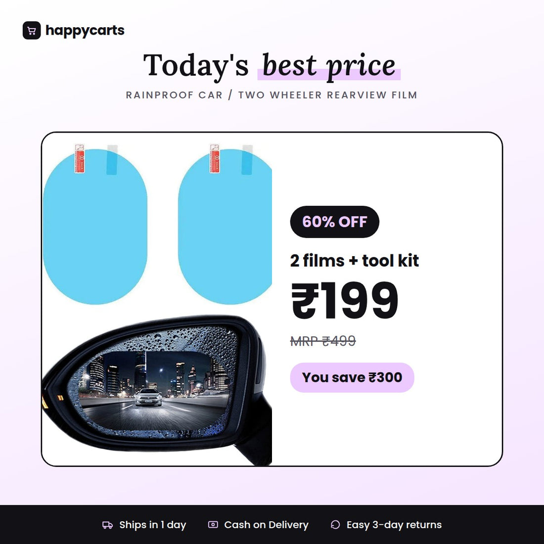 Rainproof car/Two wheeler Rearview Film