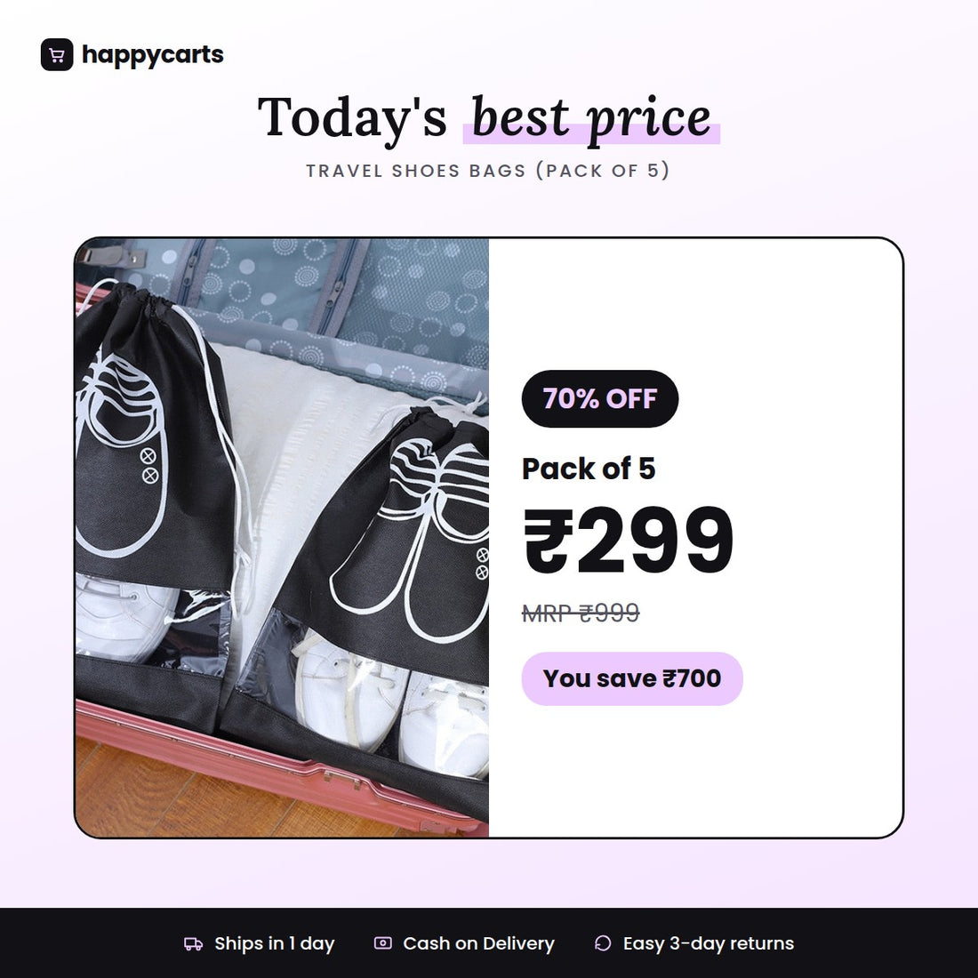 Travel shoes bags (Pack of 5)