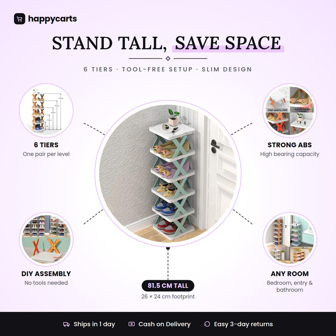 Smart Foldable Shoes Shelf 6 Tier Shoe Rack