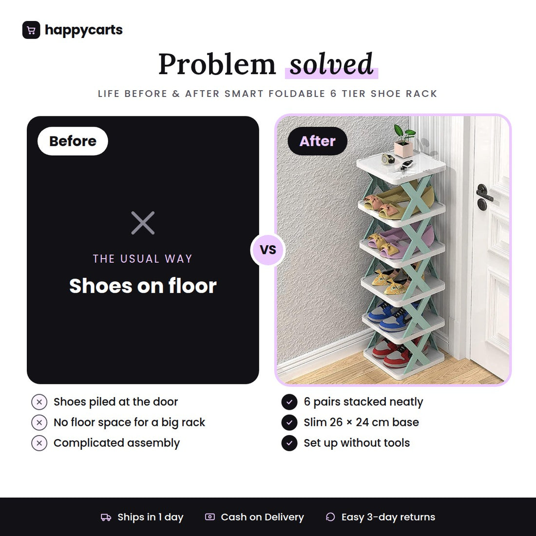 Smart Foldable Shoes Shelf 6 Tier Shoe Rack