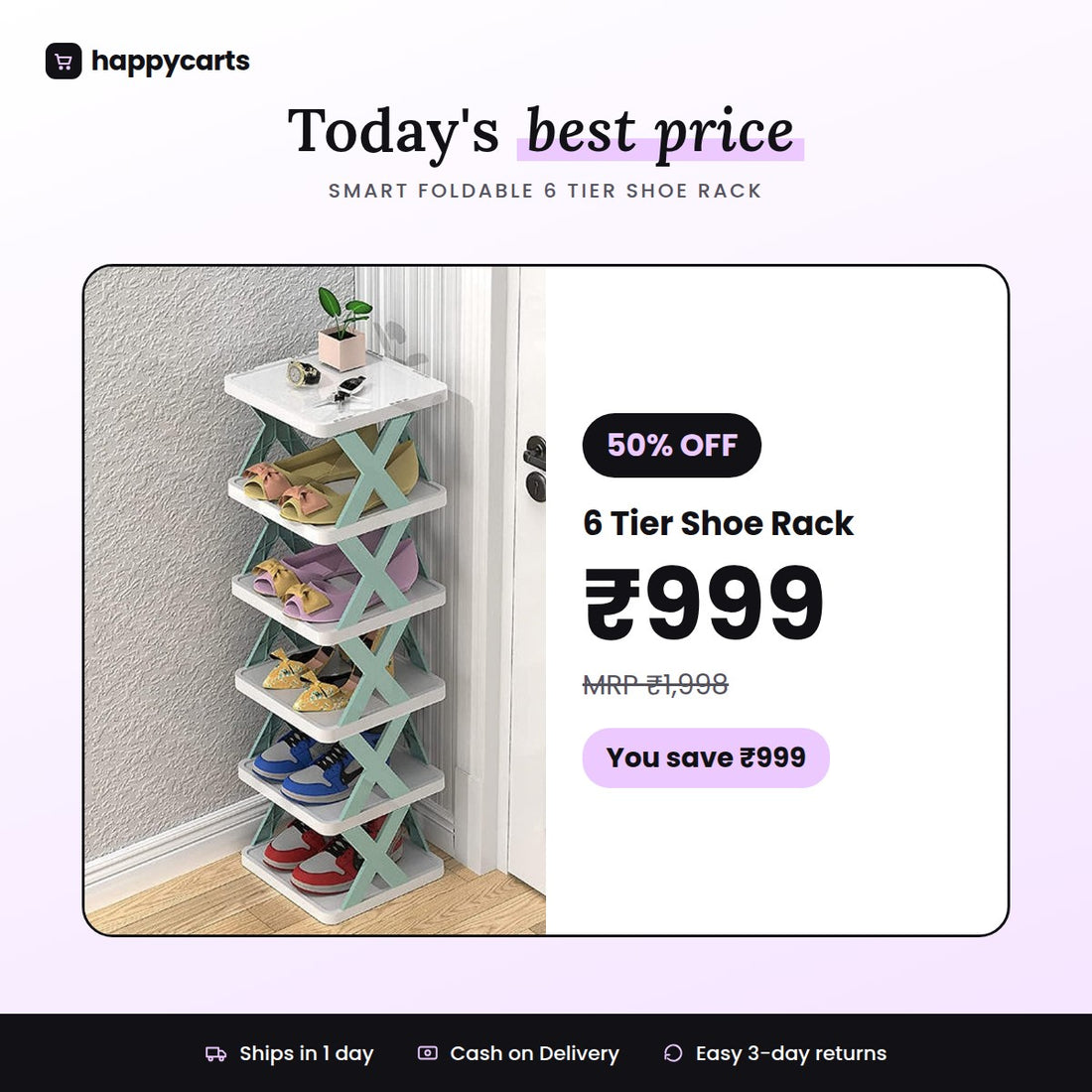 Smart Foldable Shoes Shelf 6 Tier Shoe Rack
