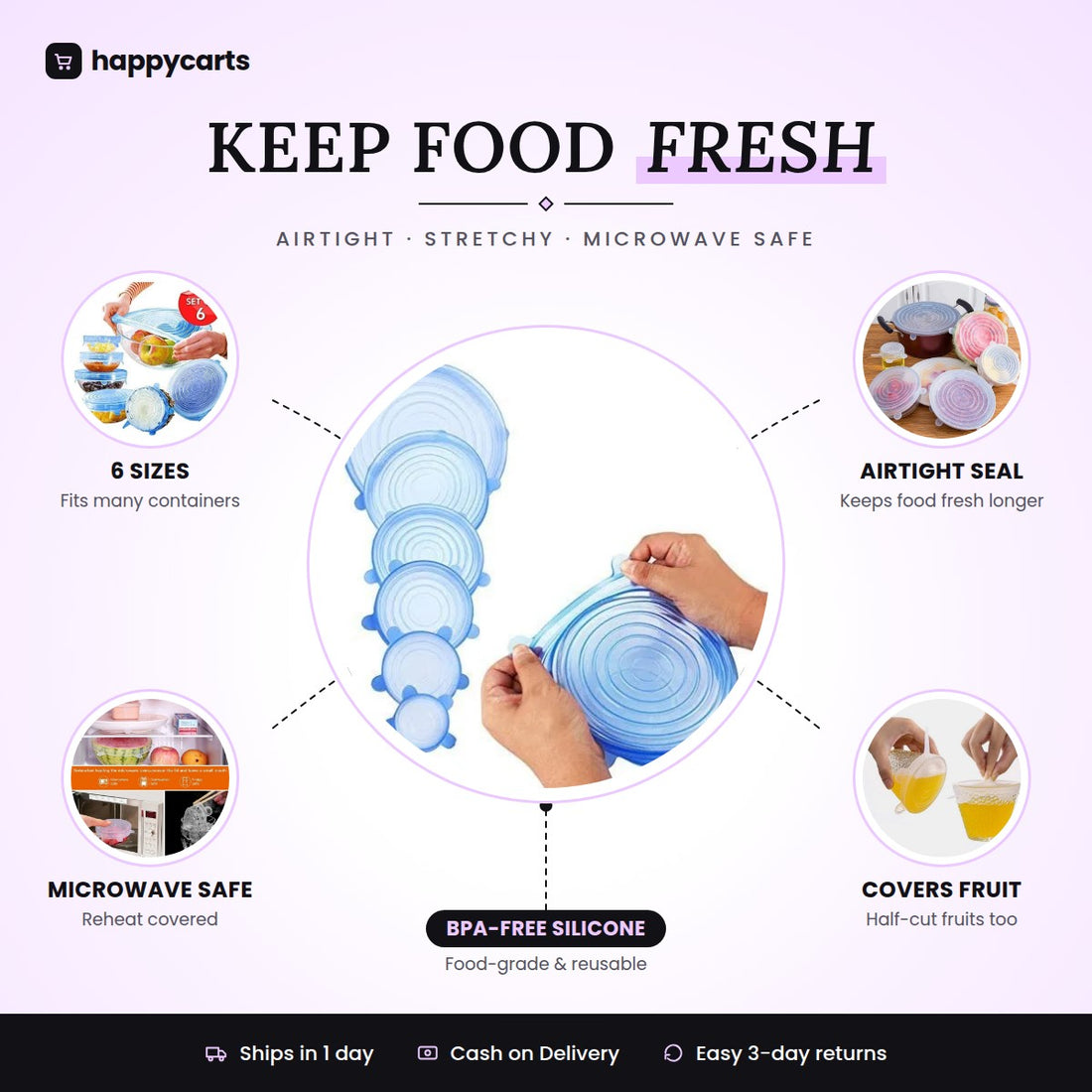 Multipurpose Silicone Lid - Reusable & Microwave Safe