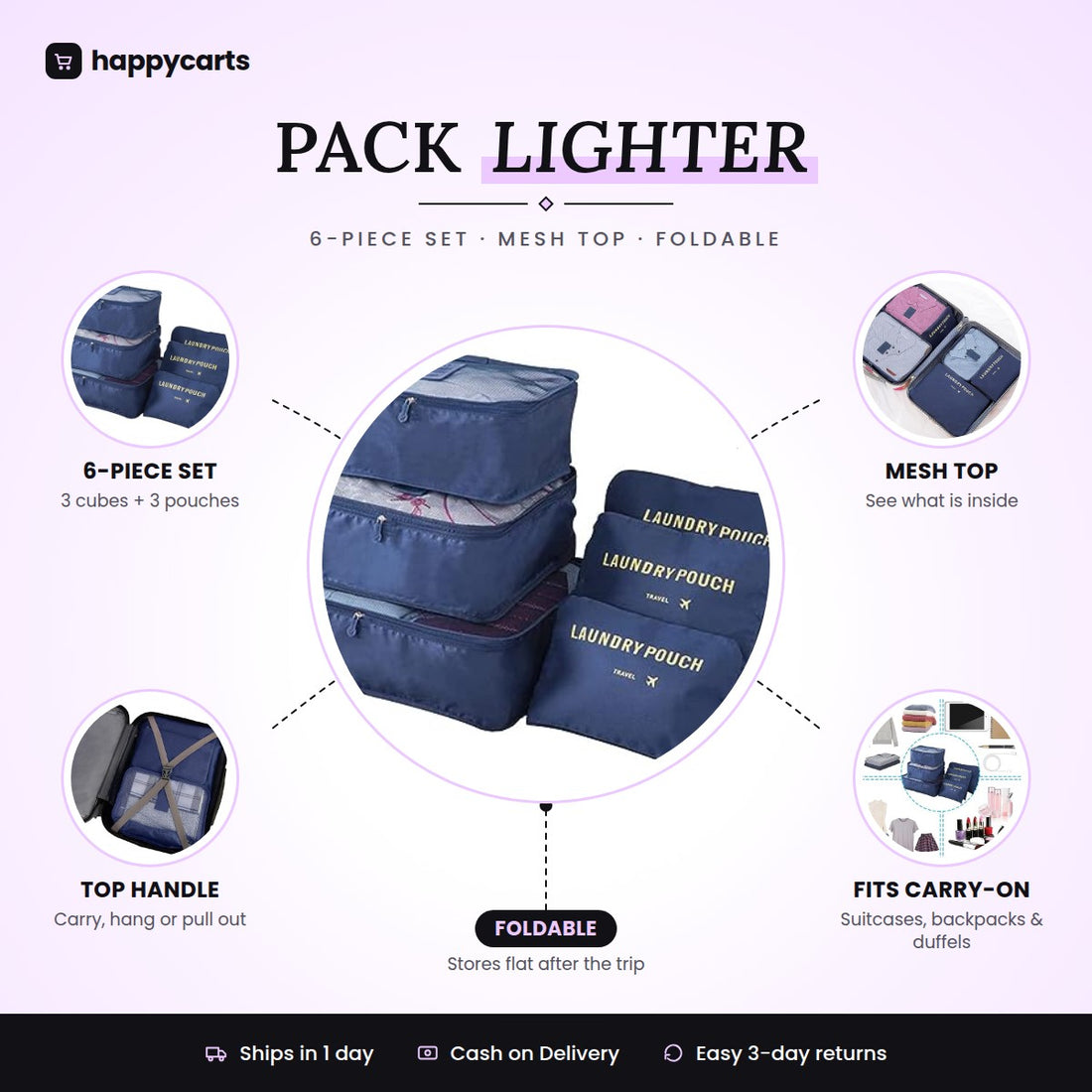 6 in 1 Foldable Travel Organizer Set