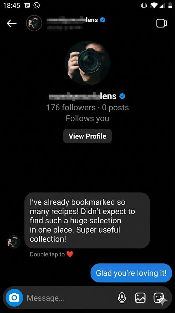 Customer recipe screenshot
