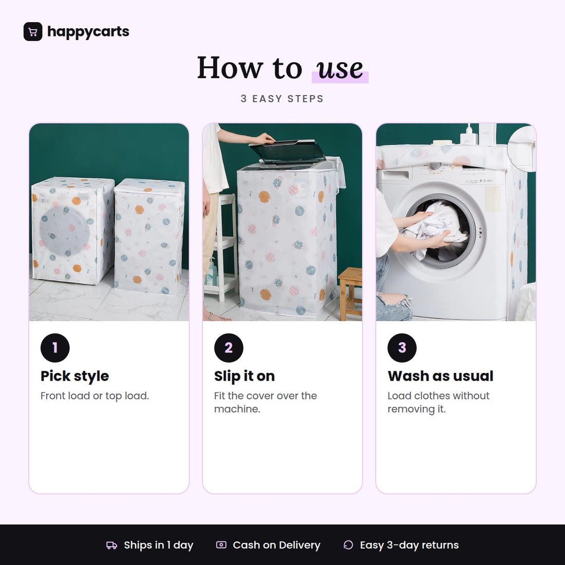 DustProof And WaterProof Washing Machine Cover  (Multicolour Design)