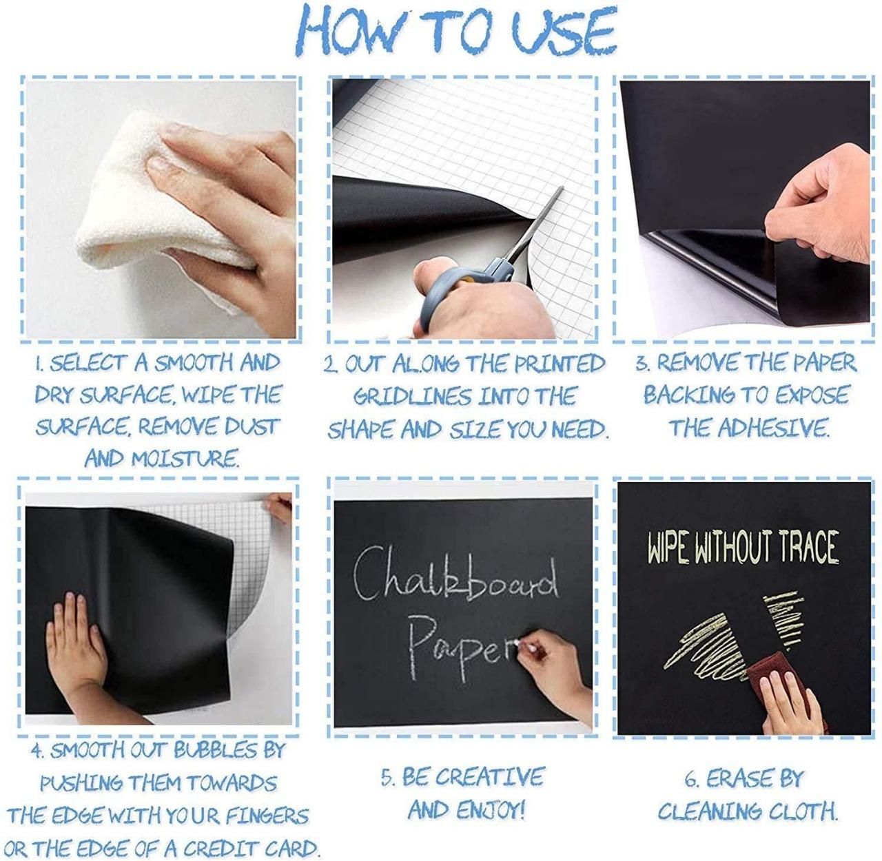 Self - Adhesive School-Board Wall Sticker Roll | Waterproof | FREE Chalks